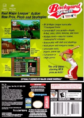 Backyard Sports - Baseball 2007 box cover back